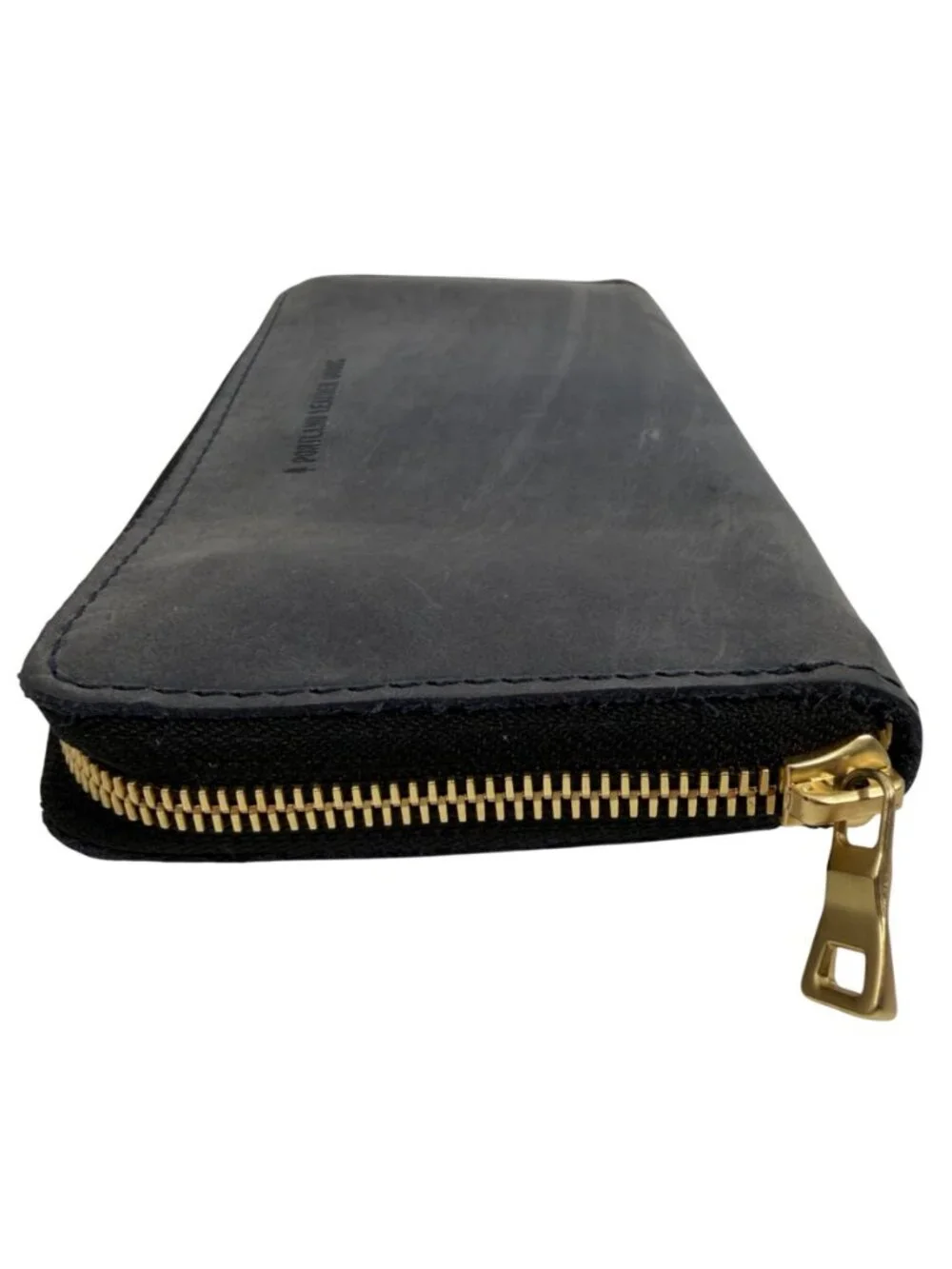 Portland Leather Goods AP Navy Blue Leather Accordion Zip Around Wallet Clutch